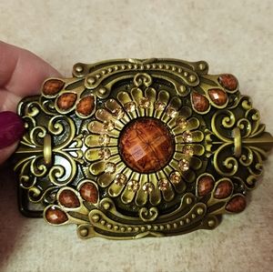 New boho western gold And Rust Color Belt Buckle Approx. 3.5" Fits 1.5 Belts
